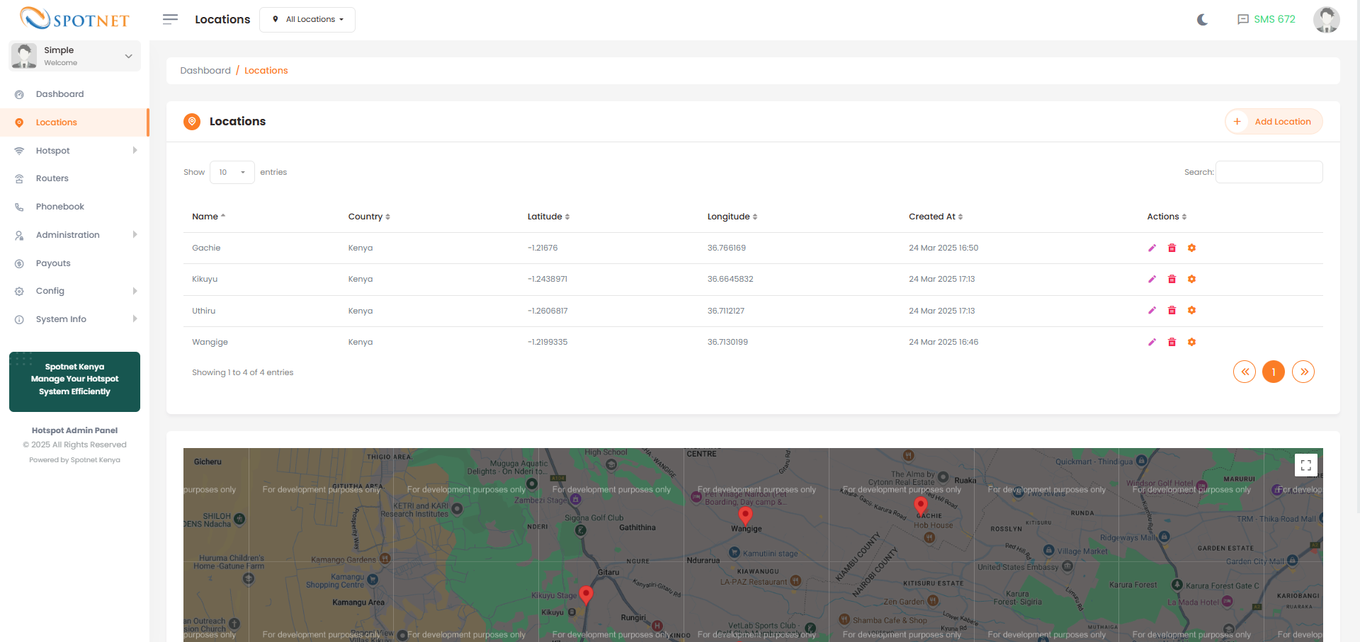 Locations Dashboard
